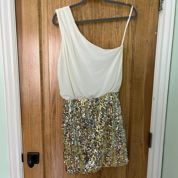 Nordstrom | City Studio One-shoulder Ruched Sequin Mini Dress | Medium - Picture 5 of 5